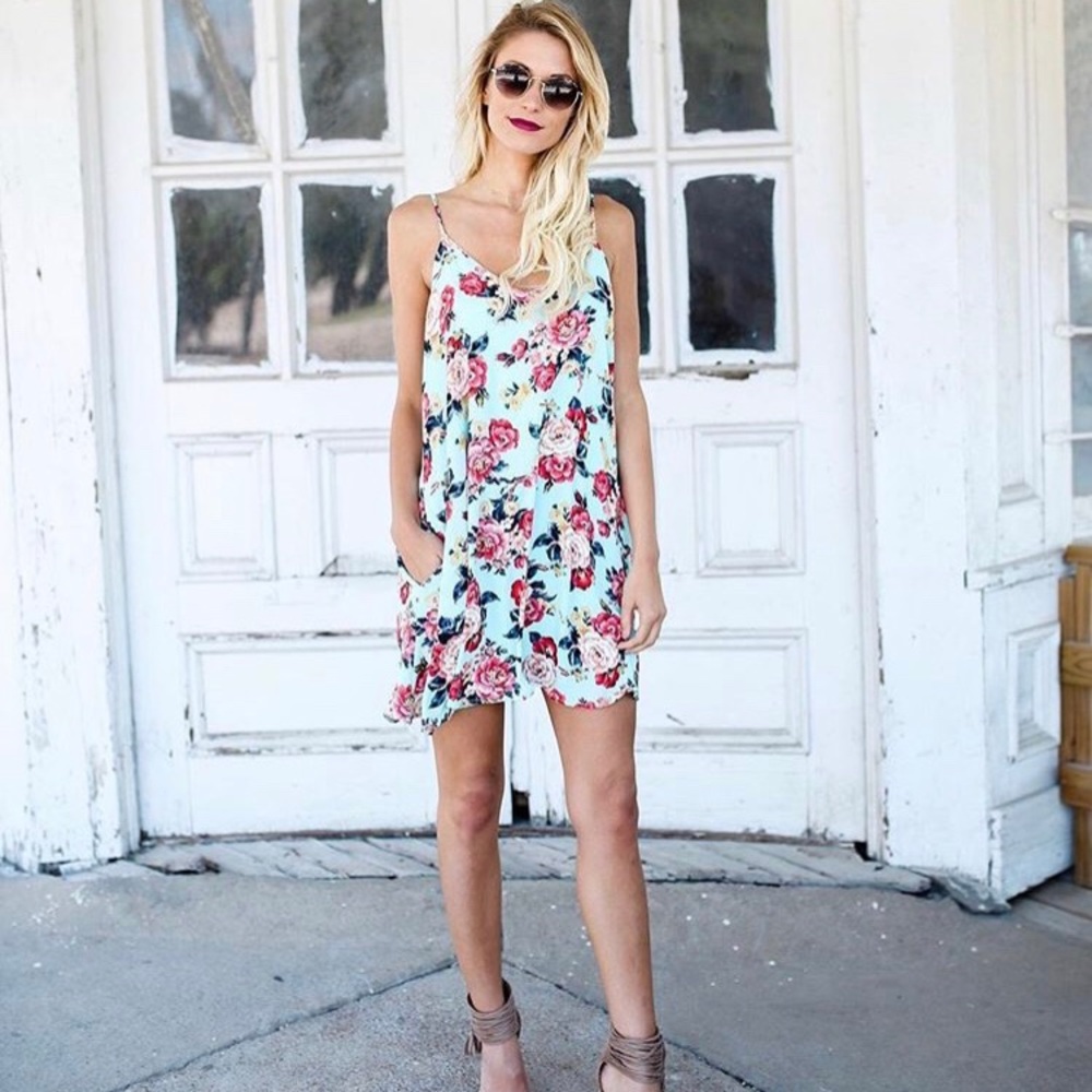 Peach Love California Flower Mini Dress